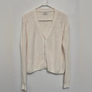 Wilfred Aritzia Women's Cream Chunky Knit Oversized Sz S Open Cropped Cardigan